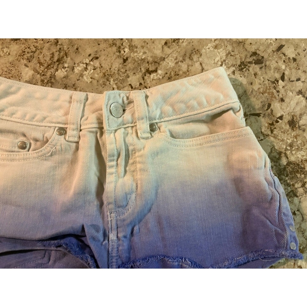 Victoria's Secret PINK Tie Dye Y2K Women's Denim Booty Shorts Purple White SZ 0‎ - Picture 3 of 12
